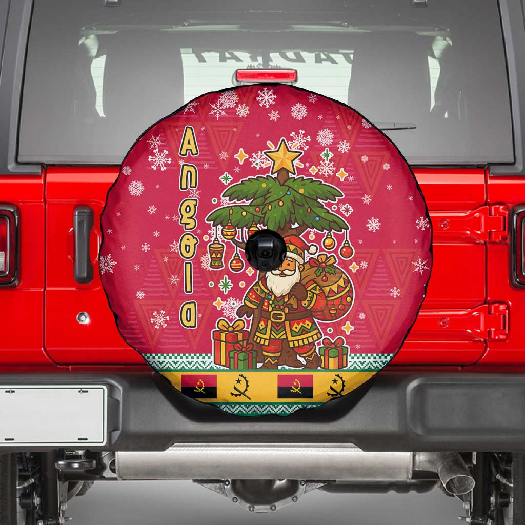 Angola Christmas Spare Tire Cover Santa Gifts and National Flag Map Motif - African Pride