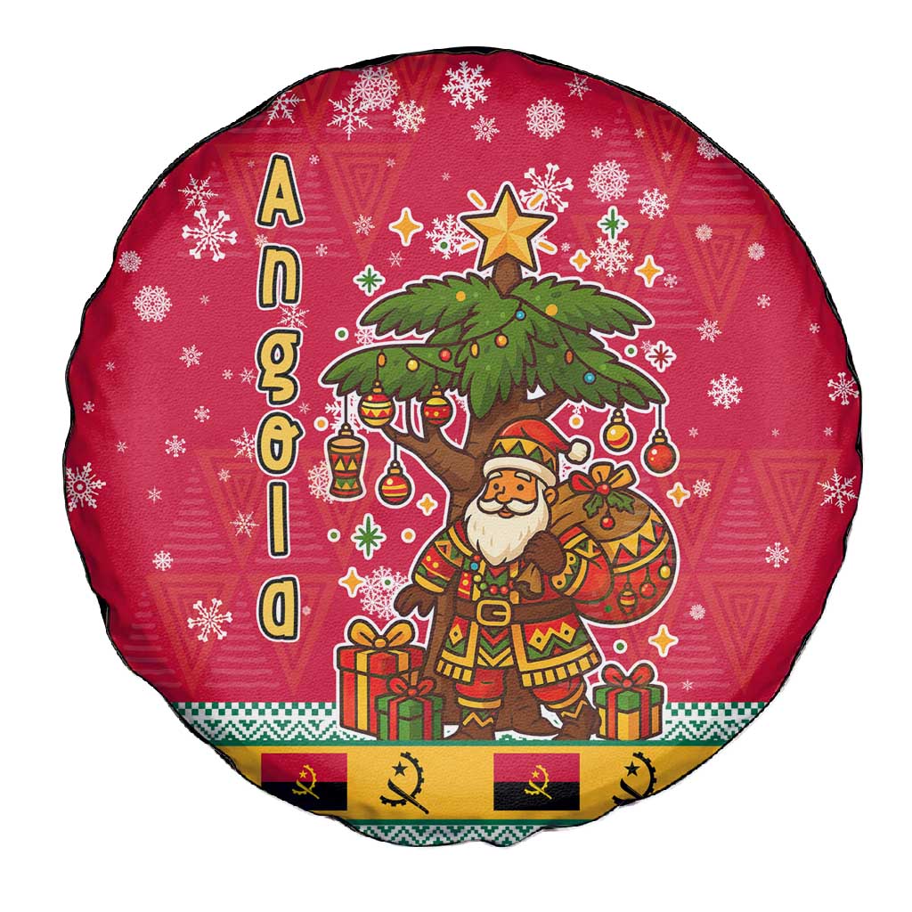 Angola Christmas Spare Tire Cover Santa Gifts and National Flag Map Motif - African Pride