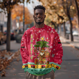Angola Christmas Sweatshirt Santa Gifts and National Flag Map Motif - African Pride
