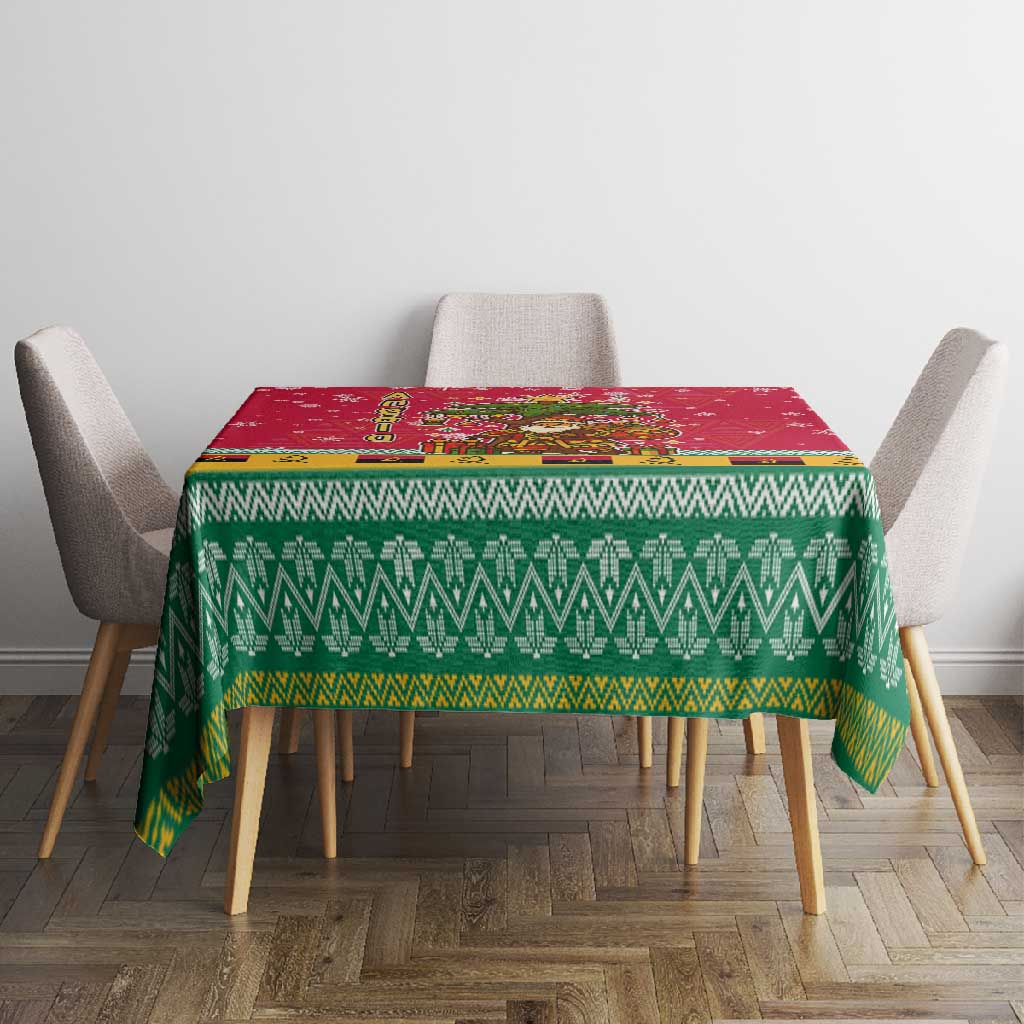 Angola Christmas Tablecloth Santa Gifts and National Flag Map Motif - African Pride