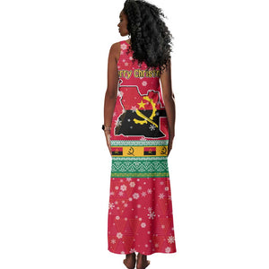 Angola Christmas Tank Maxi Dress Santa Gifts and National Flag Map Motif - African Pride