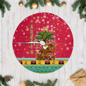 Angola Christmas Tree Skirt Santa Gifts and National Flag Map Motif - African Pride