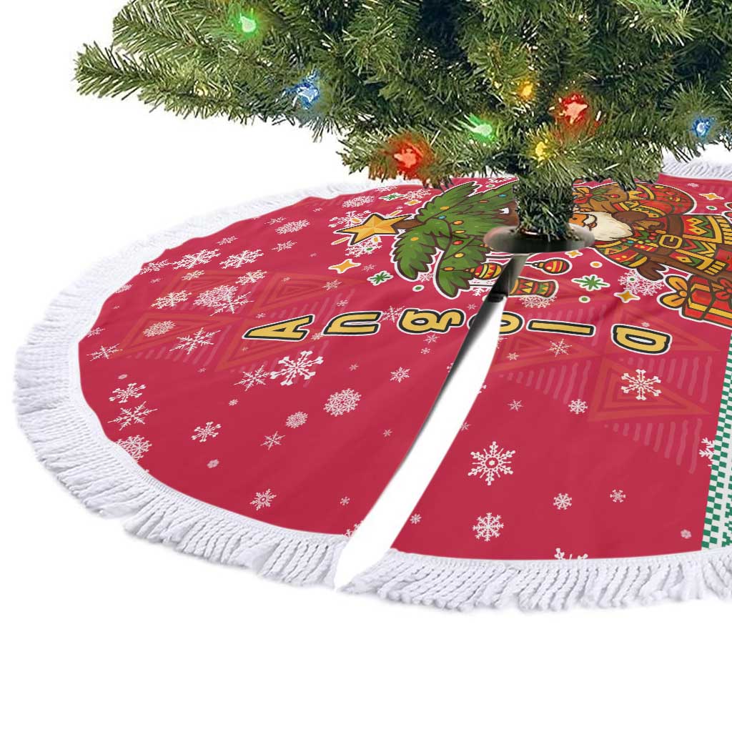 Angola Christmas Tree Skirt Santa Gifts and National Flag Map Motif - African Pride