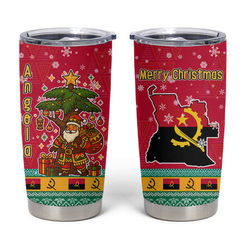 Angola Christmas Tumbler Cup Santa Gifts and National Flag Map Motif - African Pride