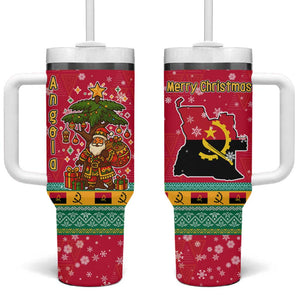 Angola Christmas Tumbler With Handle Santa Gifts and National Flag Map Motif - African Pride