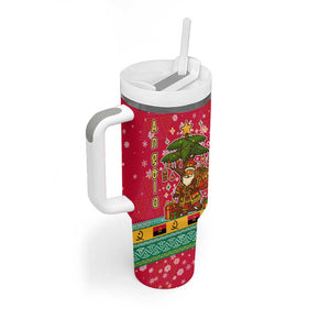 Angola Christmas Tumbler With Handle Santa Gifts and National Flag Map Motif - African Pride