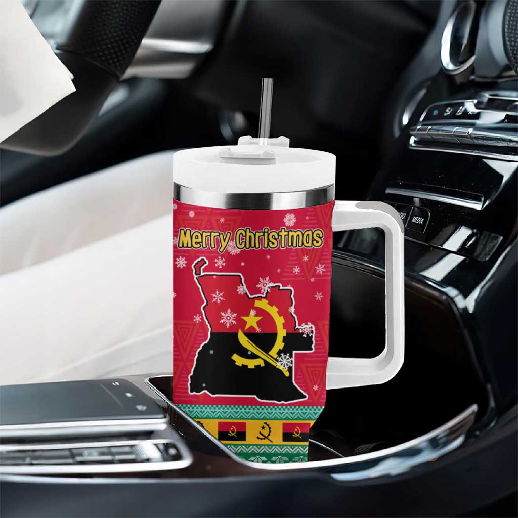 Angola Christmas Tumbler With Handle Santa Gifts and National Flag Map Motif - African Pride