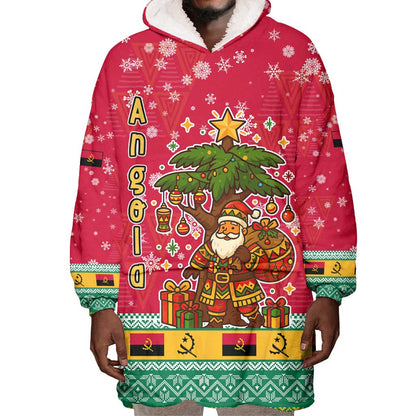 Angola Christmas Wearable Blanket Hoodie Santa Gifts and National Flag Map Motif - African Pride