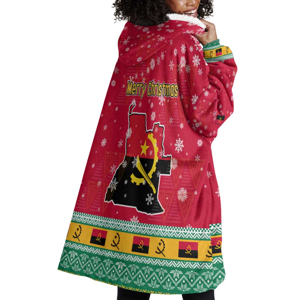Angola Christmas Wearable Blanket Hoodie Santa Gifts and National Flag Map Motif - African Pride