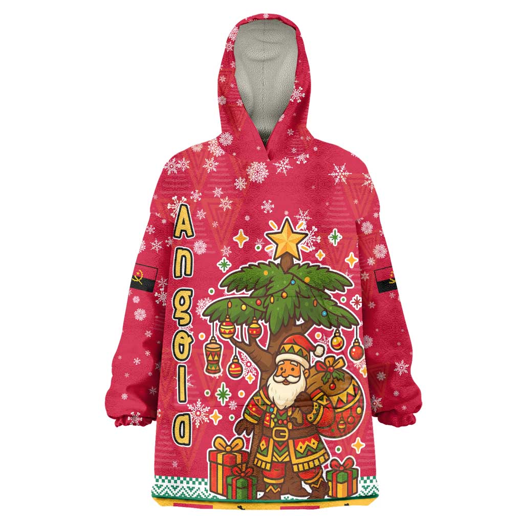 Angola Christmas Wearable Blanket Hoodie Santa Gifts and National Flag Map Motif - African Pride
