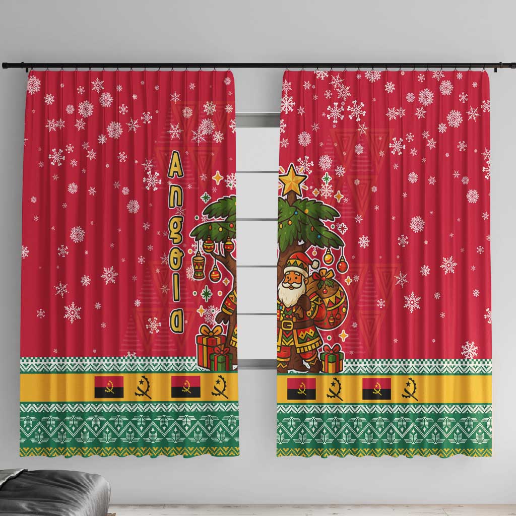 Angola Christmas Window Curtain Santa Gifts and National Flag Map Motif - African Pride