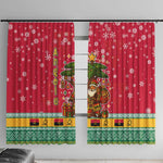 Angola Christmas Window Curtain Santa Gifts and National Flag Map Motif - African Pride