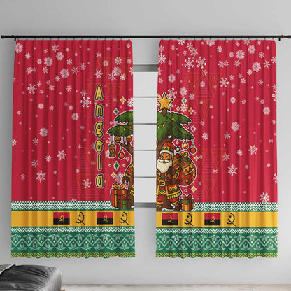 Angola Christmas Window Curtain Santa Gifts and National Flag Map Motif - African Pride