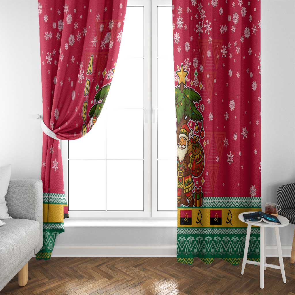 Angola Christmas Window Curtain Santa Gifts and National Flag Map Motif - African Pride