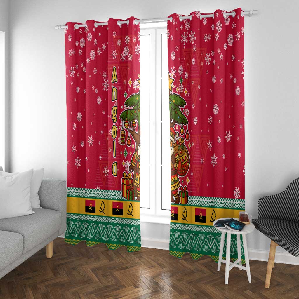 Angola Christmas Window Curtain Santa Gifts and National Flag Map Motif - African Pride