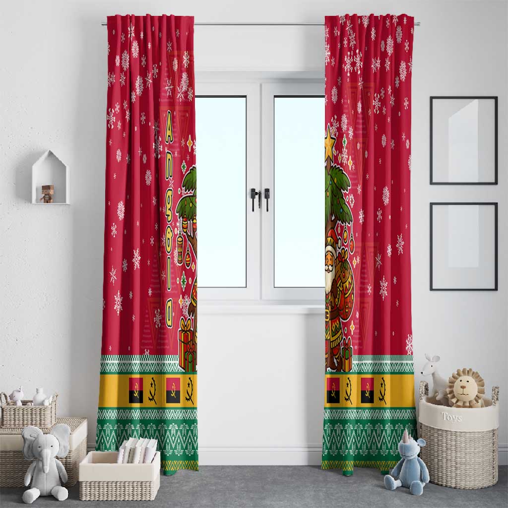 Angola Christmas Window Curtain Santa Gifts and National Flag Map Motif - African Pride