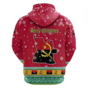 Angola Christmas Zip Hoodie Santa Gifts and National Flag Map Motif - African Pride