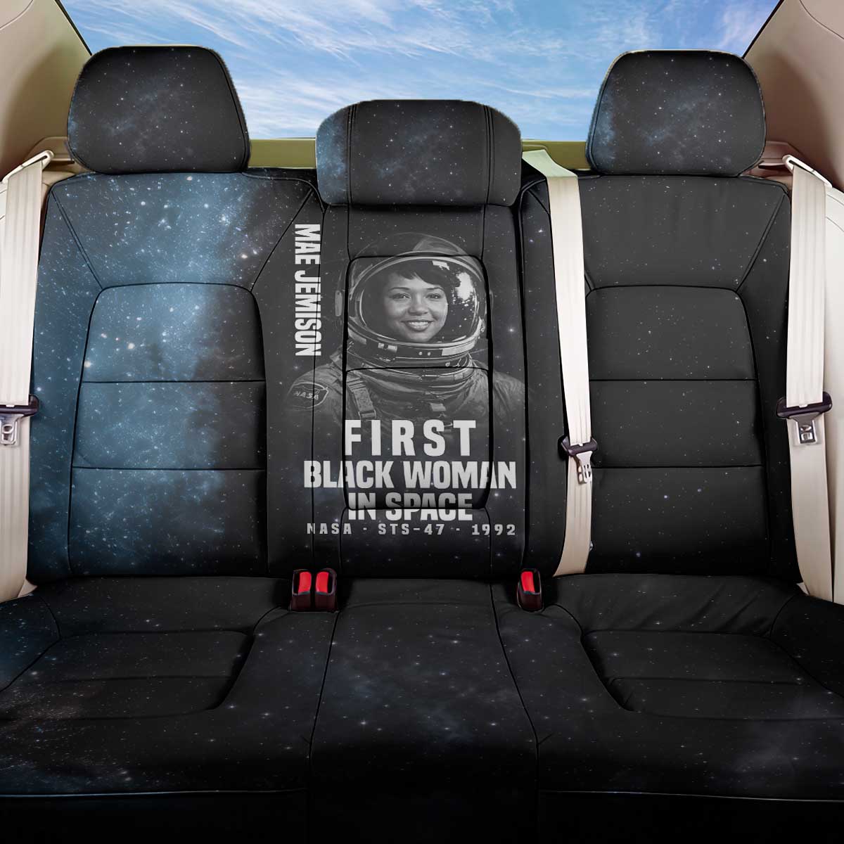 Mae Jemison Back Car Seat Cover with NASA Spacesuit Portrait, First Black Woman - African Pride