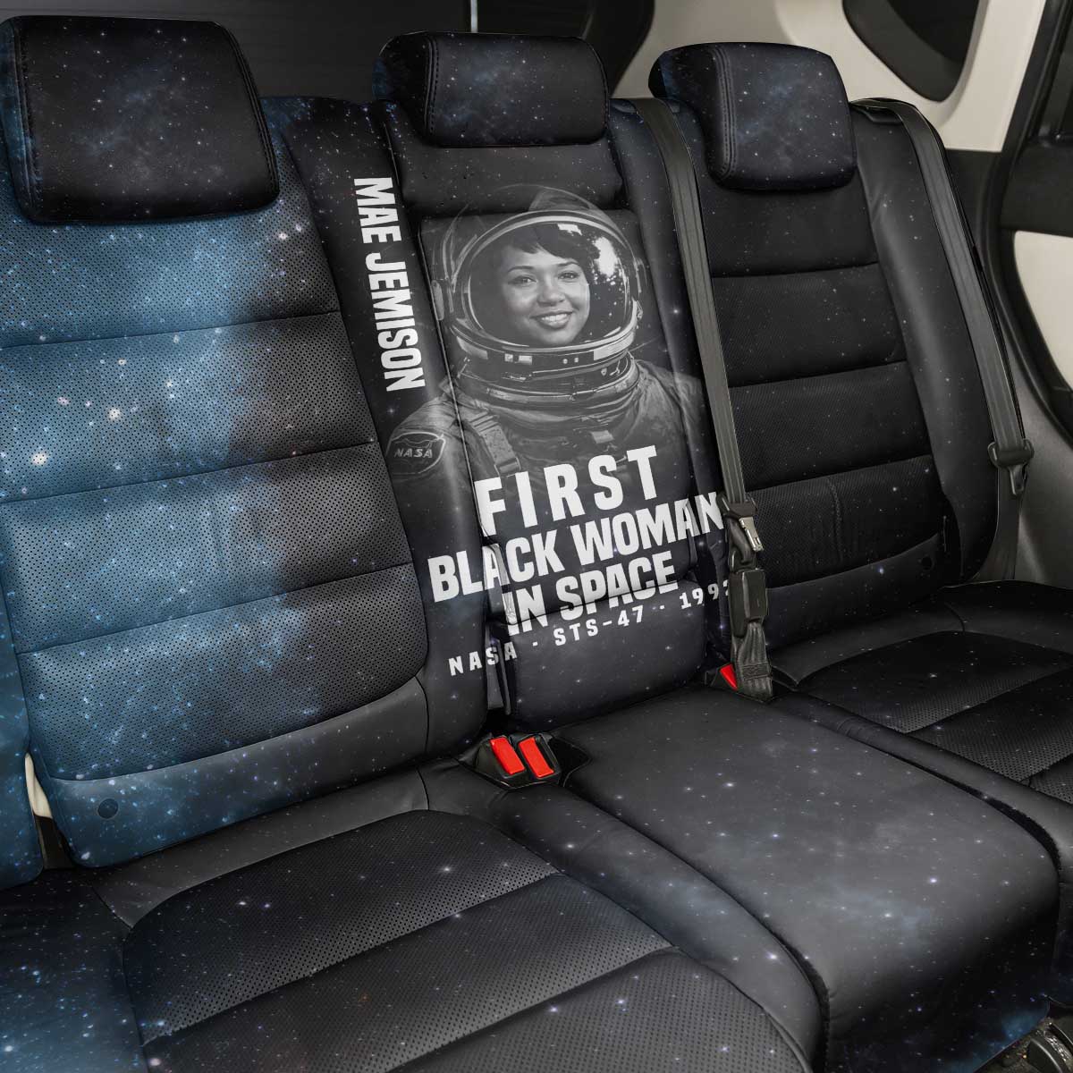 Mae Jemison Back Car Seat Cover with NASA Spacesuit Portrait, First Black Woman - African Pride
