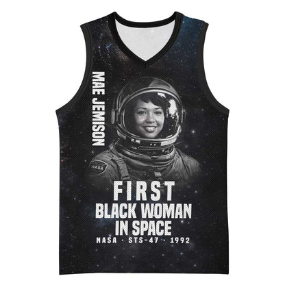 Mae Jemison Basketball Jersey with NASA Spacesuit Portrait, First Black Woman - African Pride