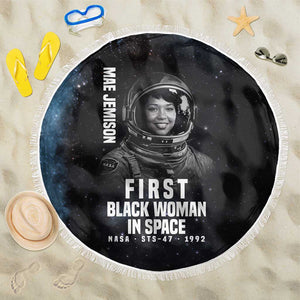 Mae Jemison Beach Blanket with NASA Spacesuit Portrait, First Black Woman - African Pride
