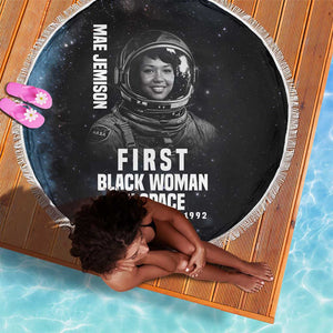 Mae Jemison Beach Blanket with NASA Spacesuit Portrait, First Black Woman - African Pride