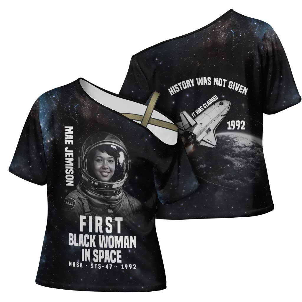 Mae Jemison Cross Shoulder Shirt with NASA Spacesuit Portrait, First Black Woman - African Pride