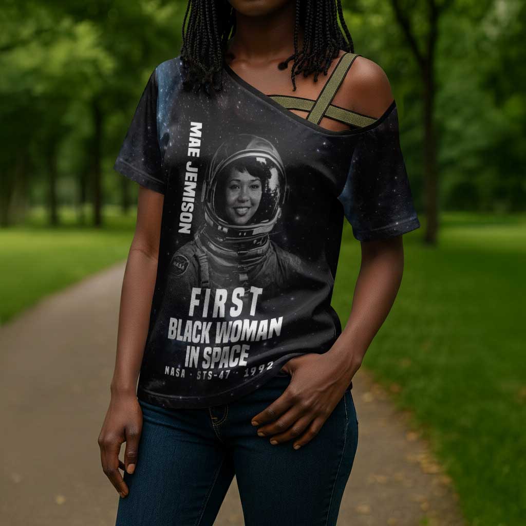 Mae Jemison Cross Shoulder Shirt with NASA Spacesuit Portrait, First Black Woman - African Pride