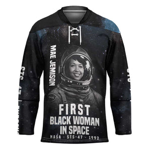 Mae Jemison Hockey Jersey with NASA Spacesuit Portrait, First Black Woman - African Pride