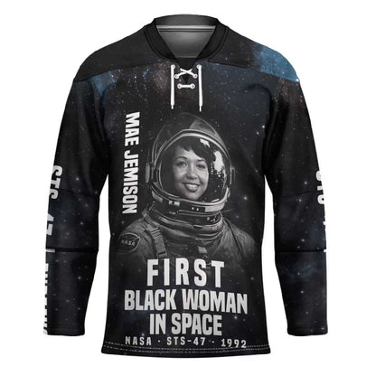 Mae Jemison Hockey Jersey with NASA Spacesuit Portrait, First Black Woman - African Pride