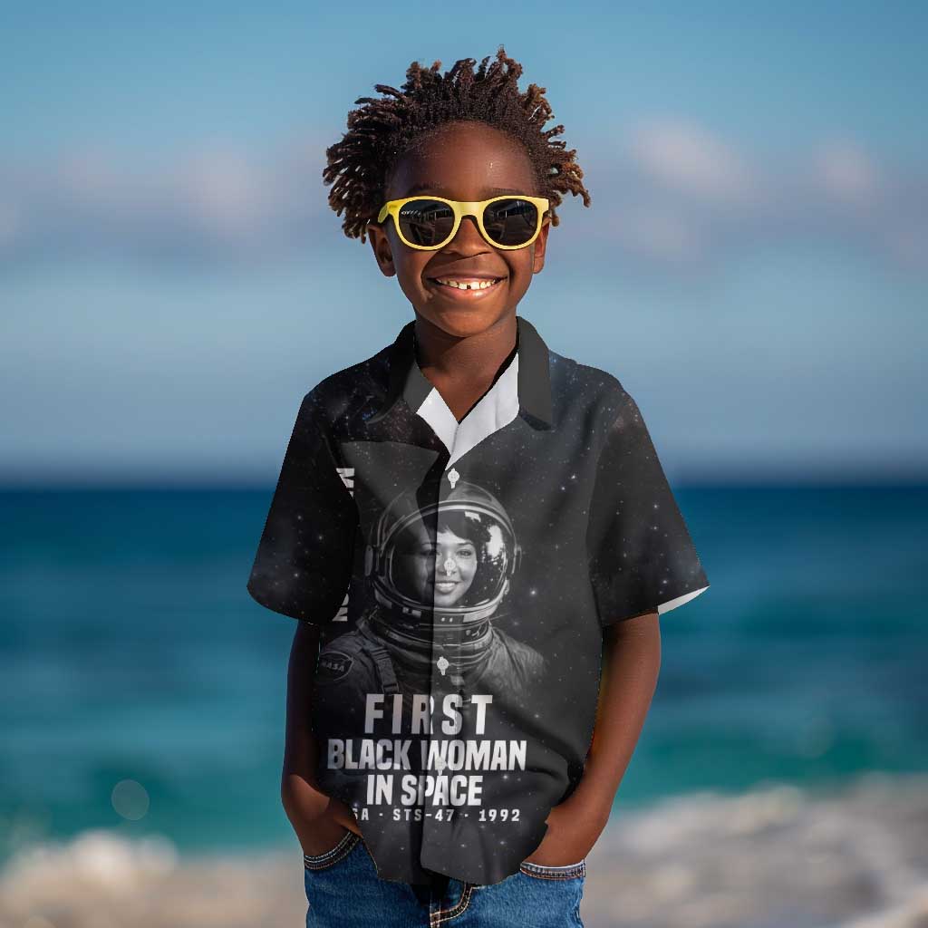Mae Jemison Kid Hawaiian Shirt with NASA Spacesuit Portrait, First Black Woman - African Pride