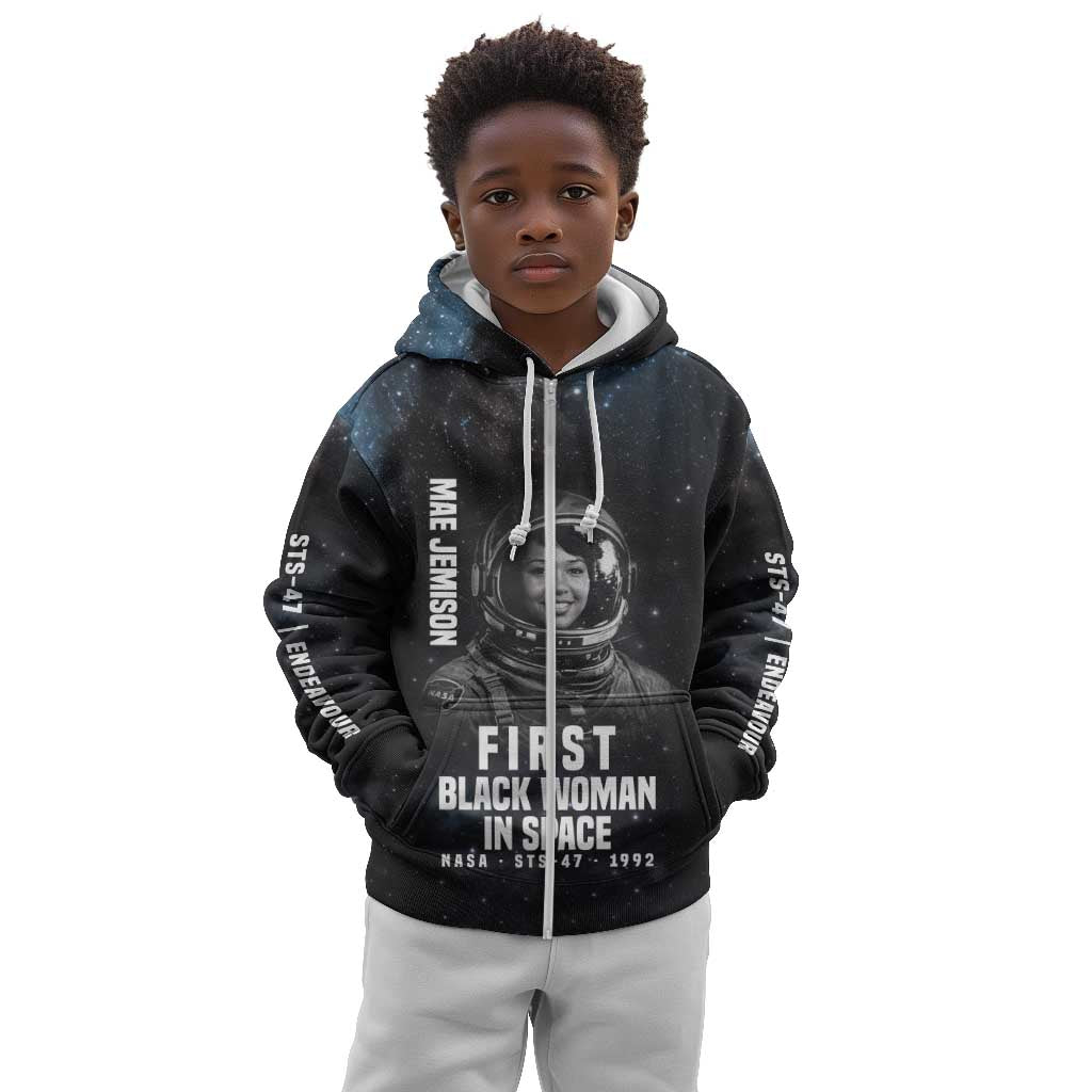 Mae Jemison Kid Hoodie with NASA Spacesuit Portrait, First Black Woman - African Pride