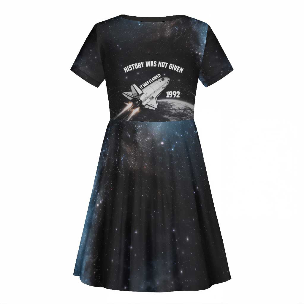Mae Jemison Kid Short Sleeve Dress with NASA Spacesuit Portrait, First Black Woman - African Pride