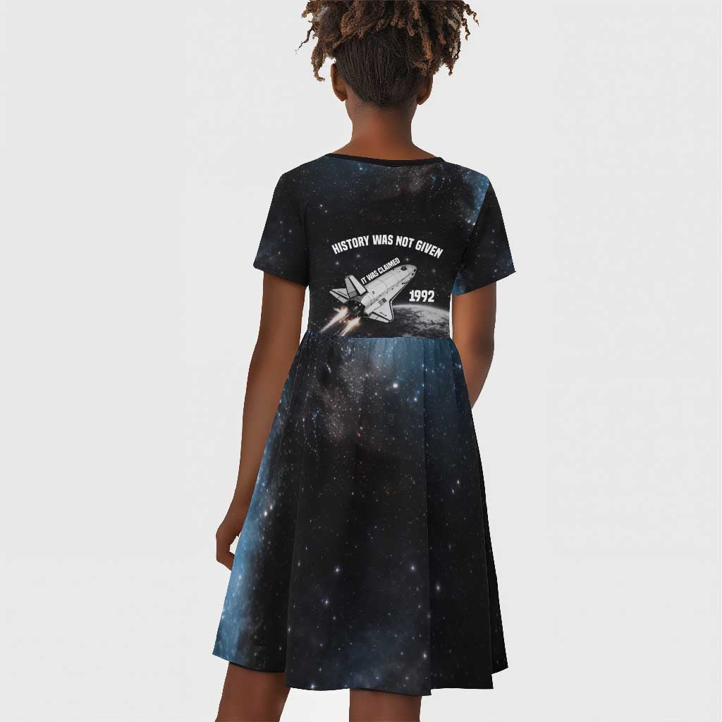 Mae Jemison Kid Short Sleeve Dress with NASA Spacesuit Portrait, First Black Woman - African Pride