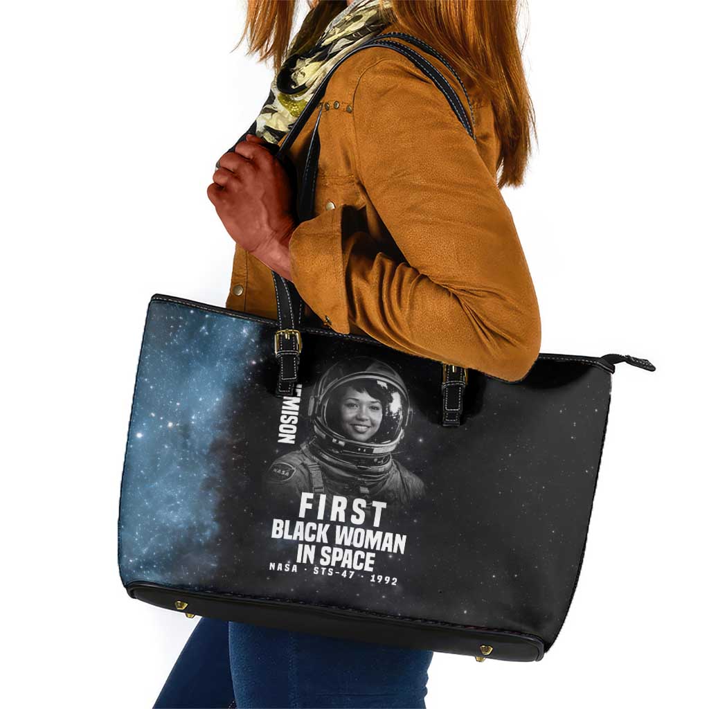 Mae Jemison Leather Tote Bag with NASA Spacesuit Portrait, First Black Woman - African Pride