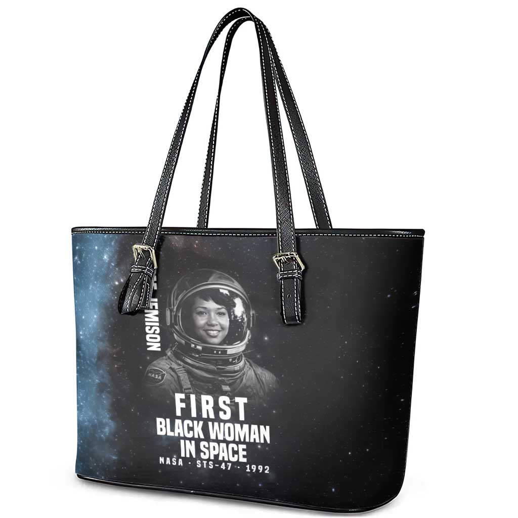 Mae Jemison Leather Tote Bag with NASA Spacesuit Portrait, First Black Woman - African Pride