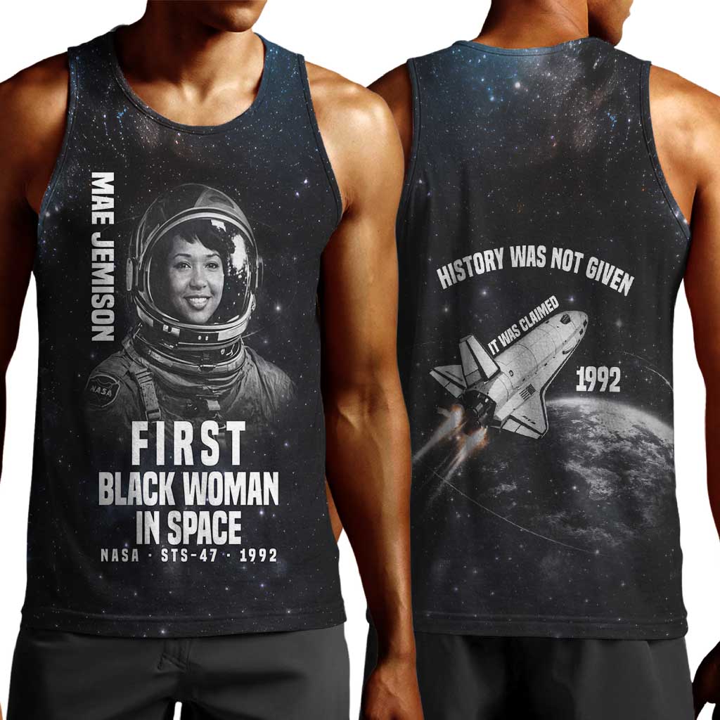 Mae Jemison Men Tank Top with NASA Spacesuit Portrait, First Black Woman - African Pride