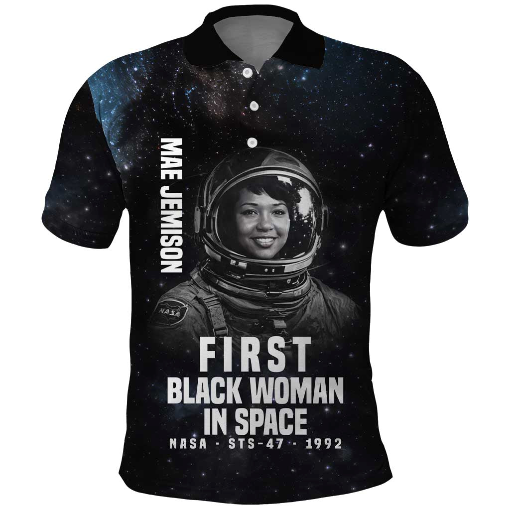 Mae Jemison Polo Shirt with NASA Spacesuit Portrait, First Black Woman - African Pride