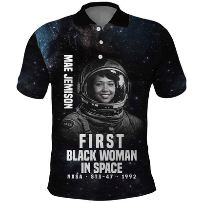 Mae Jemison Polo Shirt with NASA Spacesuit Portrait, First Black Woman - African Pride
