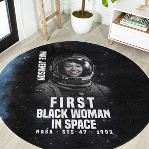Mae Jemison Round Carpet with NASA Spacesuit Portrait, First Black Woman - African Pride