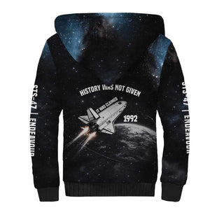 Mae Jemison Sherpa Hoodie with NASA Spacesuit Portrait, First Black Woman - African Pride
