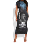 Mae Jemison Short Sleeve Bodycon Dress with NASA Spacesuit Portrait, First Black Woman - African Pride