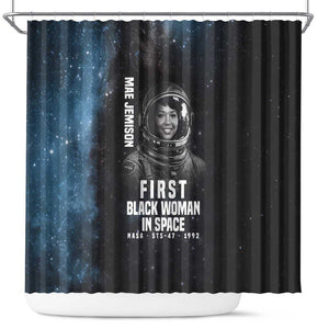 Mae Jemison Shower Curtain with NASA Spacesuit Portrait, First Black Woman - African Pride