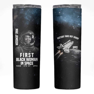Mae Jemison Skinny Tumbler with NASA Spacesuit Portrait, First Black Woman - African Pride