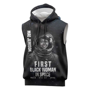 Mae Jemison Sleeveless Hoodie with NASA Spacesuit Portrait, First Black Woman - African Pride