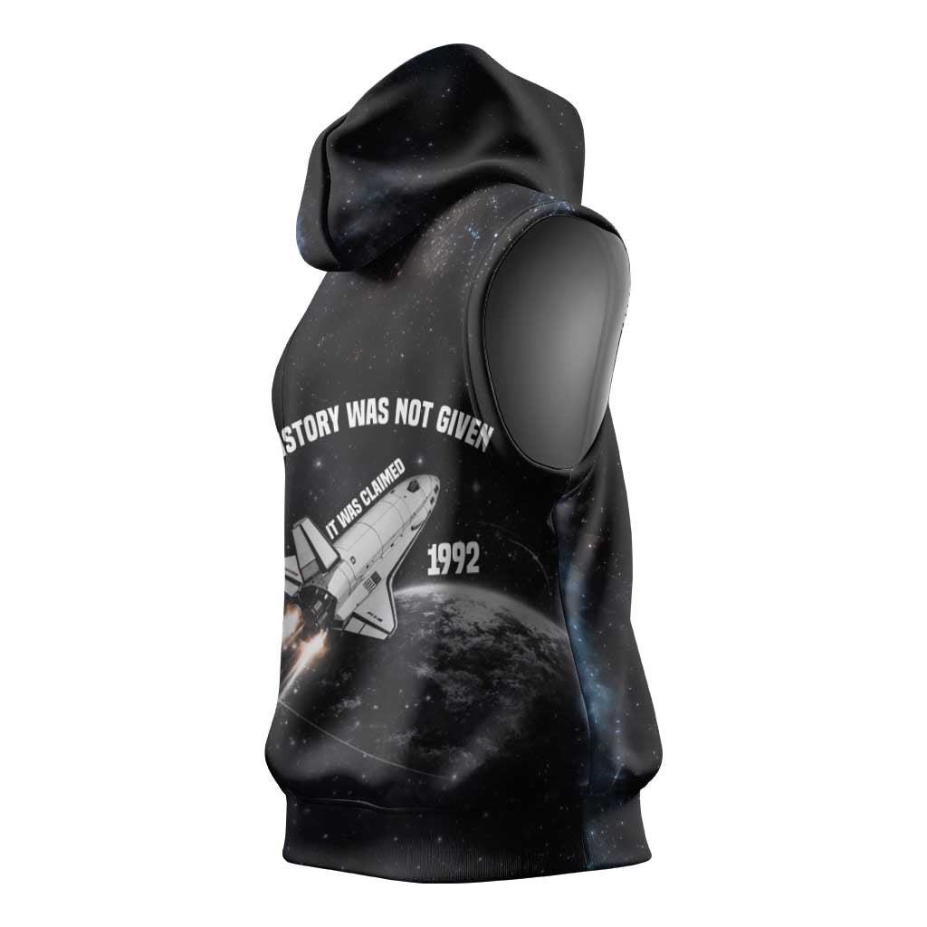 Mae Jemison Sleeveless Hoodie with NASA Spacesuit Portrait, First Black Woman - African Pride