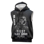 Mae Jemison Sleeveless Zip Hoodie with NASA Spacesuit Portrait, First Black Woman - African Pride
