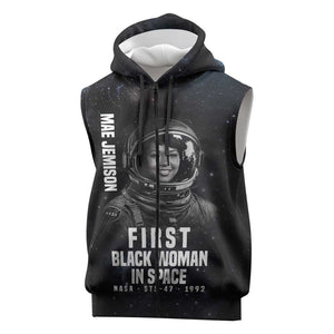 Mae Jemison Sleeveless Zip Hoodie with NASA Spacesuit Portrait, First Black Woman - African Pride