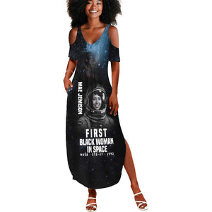 Mae Jemison Summer Maxi Dress with NASA Spacesuit Portrait, First Black Woman - African Pride