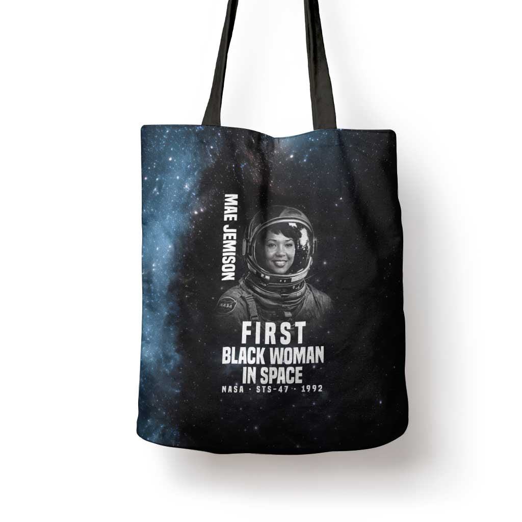 Mae Jemison Tote Bag with NASA Spacesuit Portrait, First Black Woman - African Pride